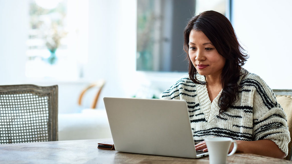 An employee working from home remotely