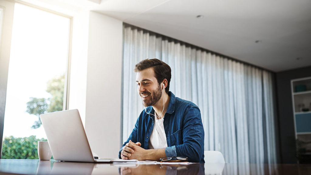 A manager conducting a video interview with a candidate