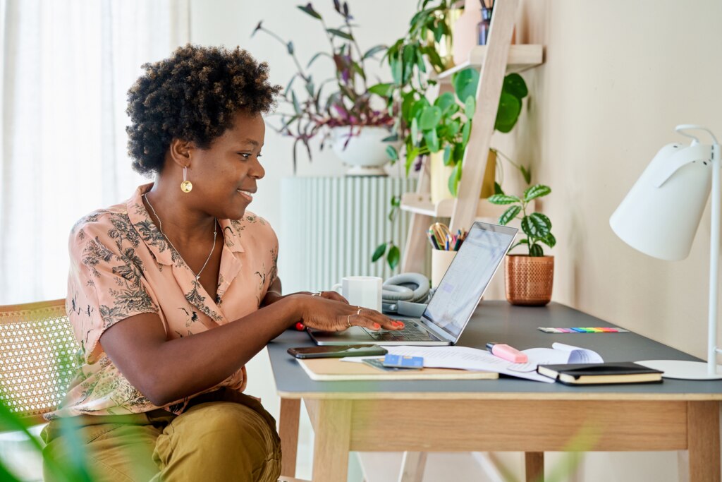 Woman working from home with a great work-life balance