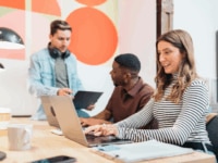 Colleagues collaborating in the office