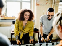 Colleagues during a team building exercise