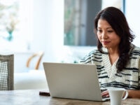 An employee working from home remotely