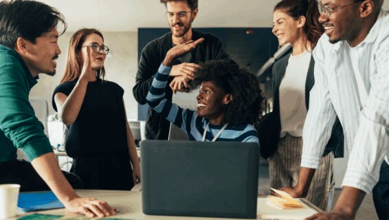 Businesspeople celebrating a successful project